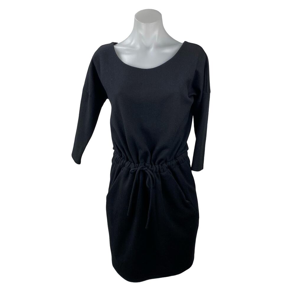 Aritzia The Group Babaton Black 100% Wool Long Sleeve Mini Blouson Dress Size M